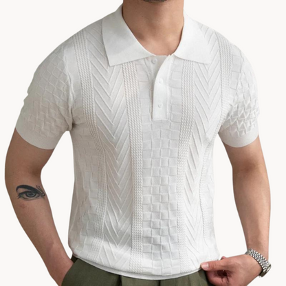 Textured Polo Shirt with Slim Fit Design