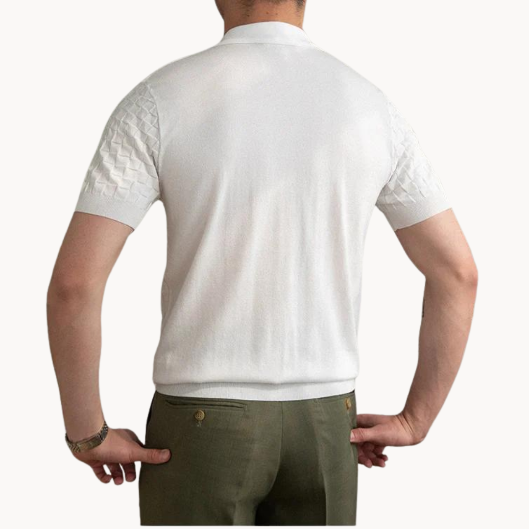 Textured Polo Shirt with Slim Fit Design