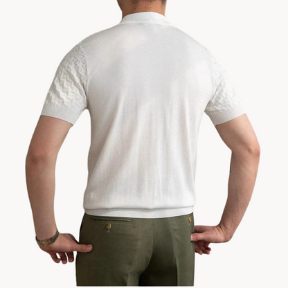 Textured Polo Shirt with Slim Fit Design