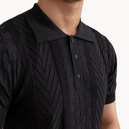Textured Polo Shirt with Slim Fit Design