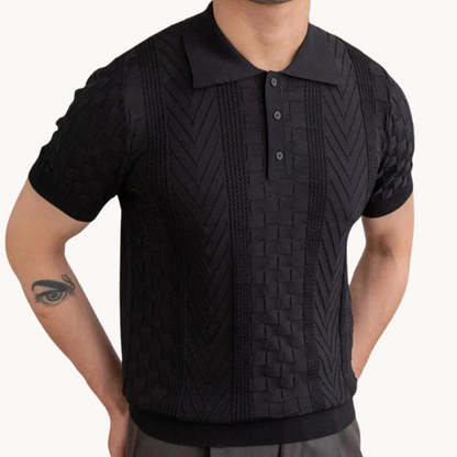 Textured Polo Shirt with Slim Fit Design