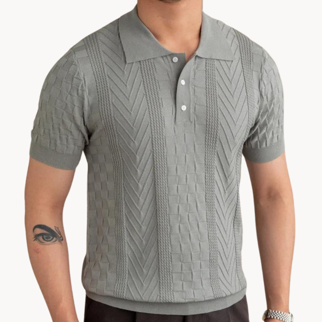 Textured Polo Shirt with Slim Fit Design - OutfitLondon