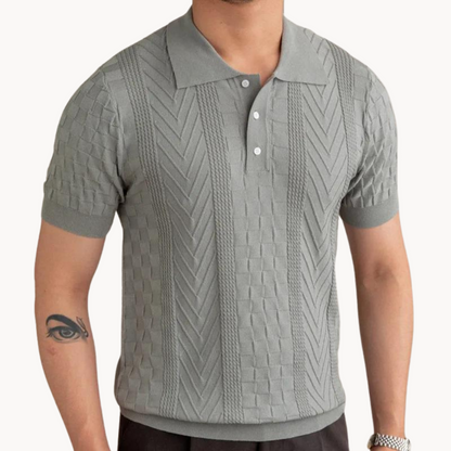 Textured Polo Shirt with Slim Fit Design - OutfitLondon