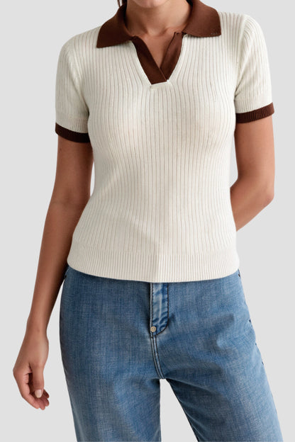 Breathable Polo Shirt with Relaxed Fit and V Neckline