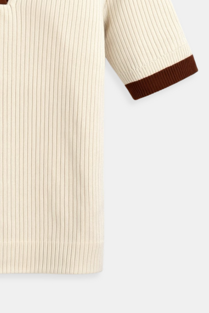 Breathable Polo Shirt with Relaxed Fit and V Neckline