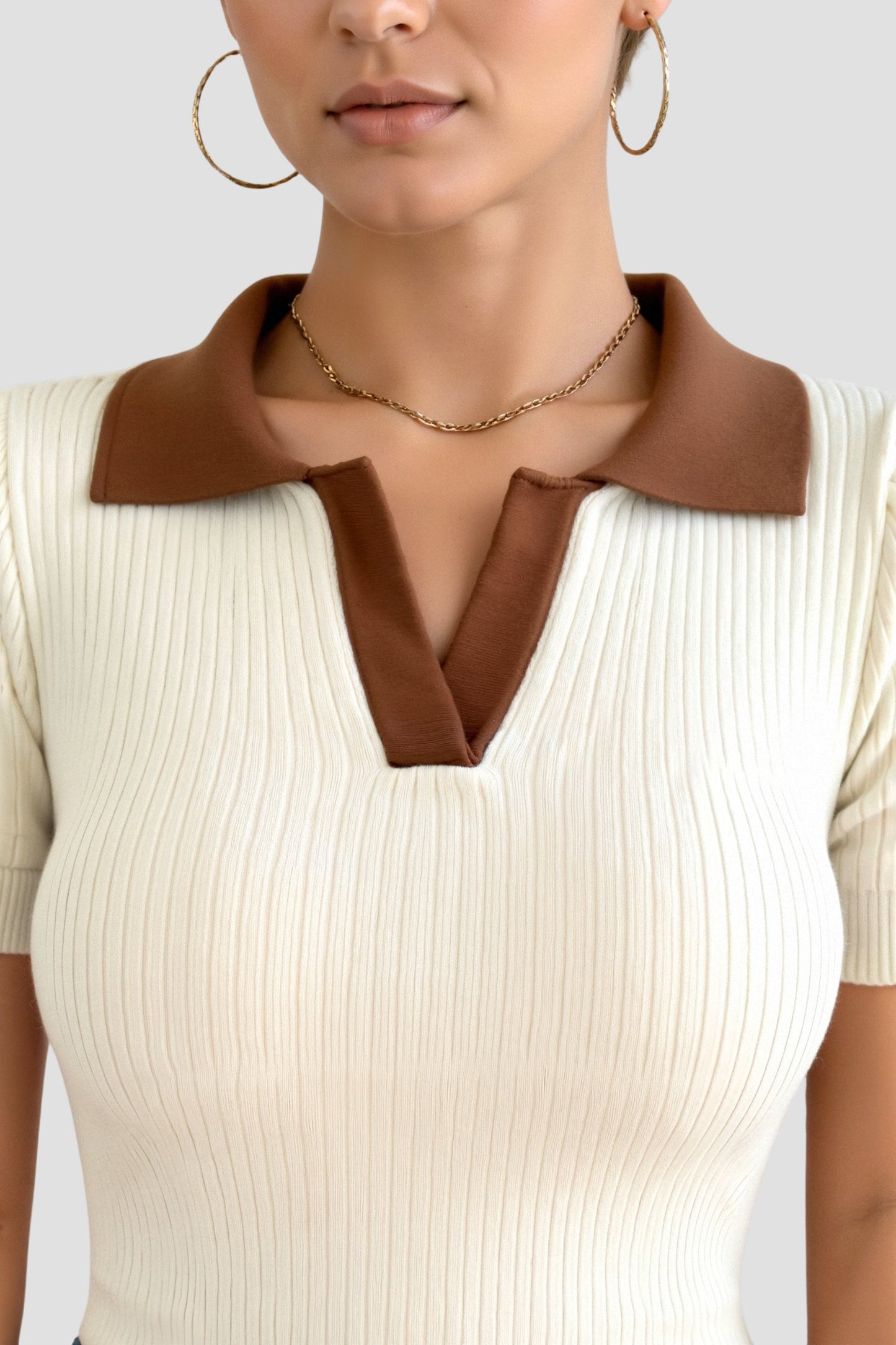 Breathable Polo Shirt with Relaxed Fit and V Neckline