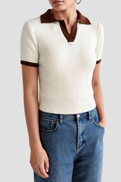Breathable Polo Shirt with Relaxed Fit and V Neckline