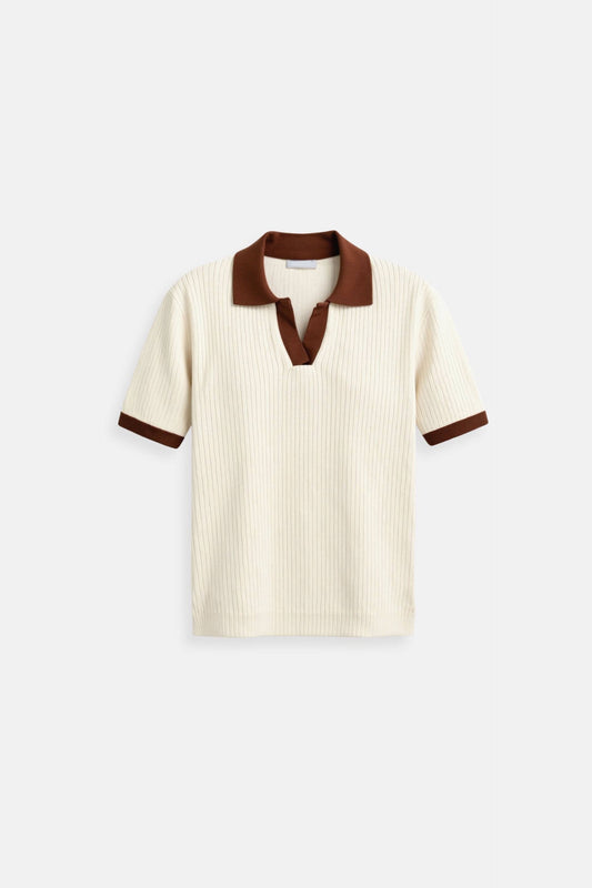 Breathable Polo Shirt with Relaxed Fit and V Neckline - OutfitLondon