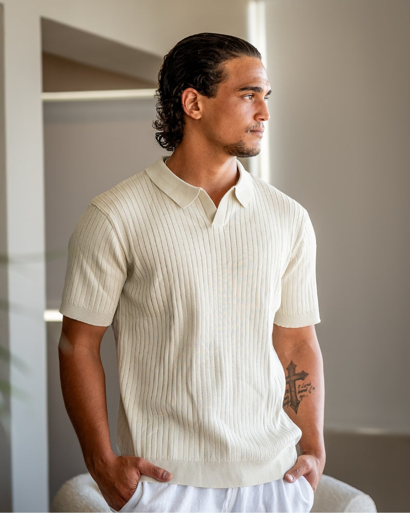 Classic Fit Polo Shirt with Textured Fabric
