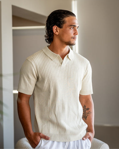Classic Fit Polo Shirt with Textured Fabric
