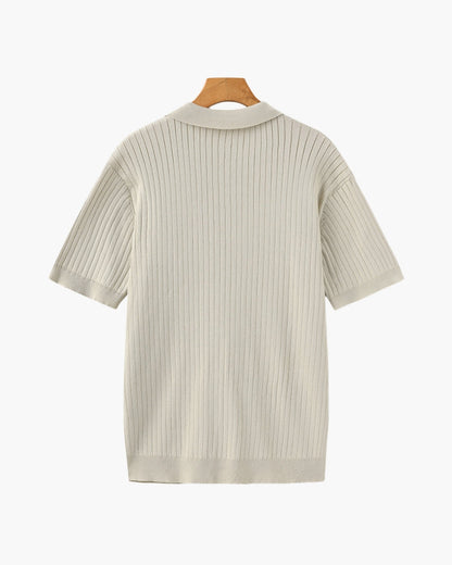 Classic Fit Polo Shirt with Textured Fabric