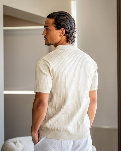 Classic Fit Polo Shirt with Textured Fabric