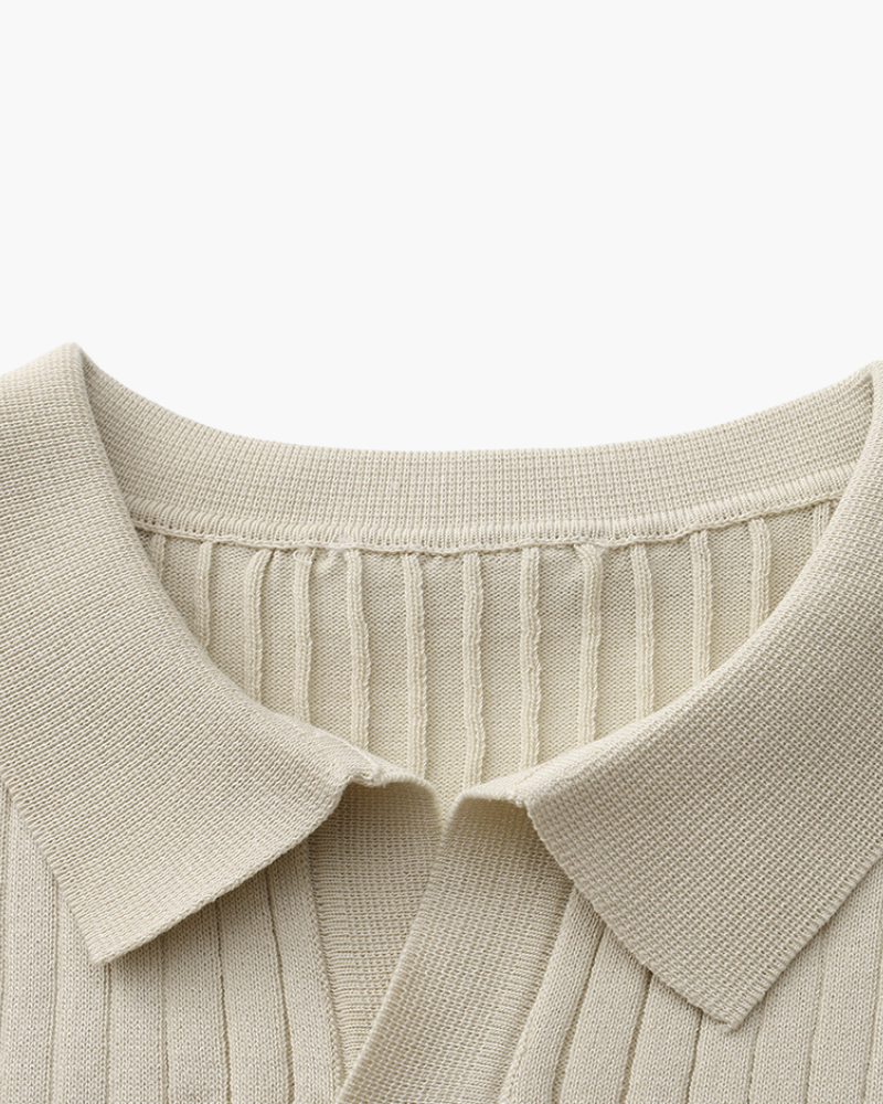 Classic Fit Polo Shirt with Textured Fabric