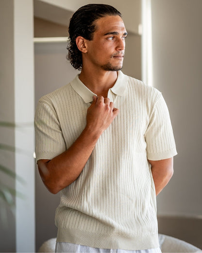 Classic Fit Polo Shirt with Textured Fabric