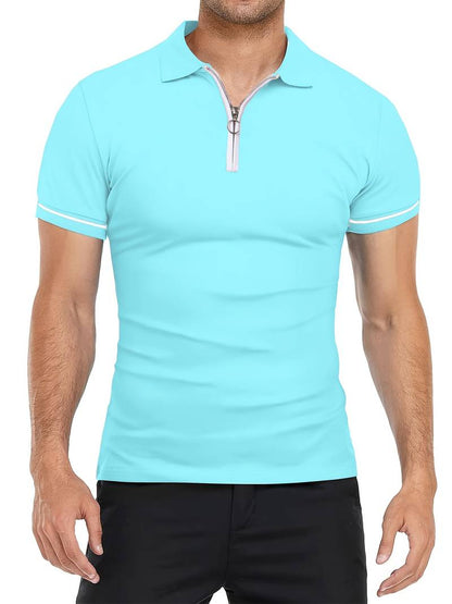 Comfortable Fit Polo Shirt with Breathable Zip Neck