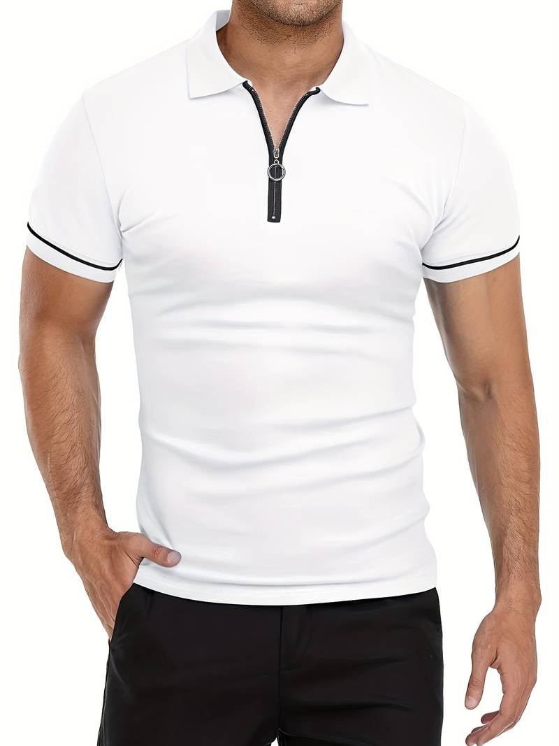 Comfortable Fit Polo Shirt with Breathable Zip Neck