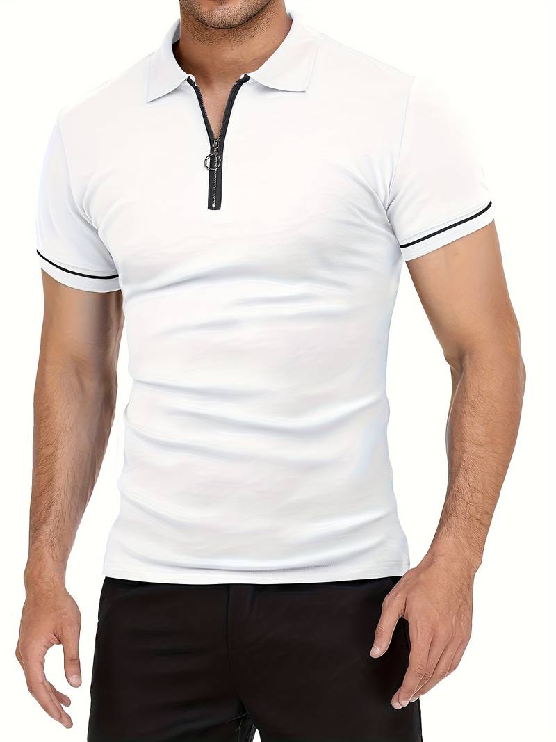 Comfortable Fit Polo Shirt with Breathable Zip Neck