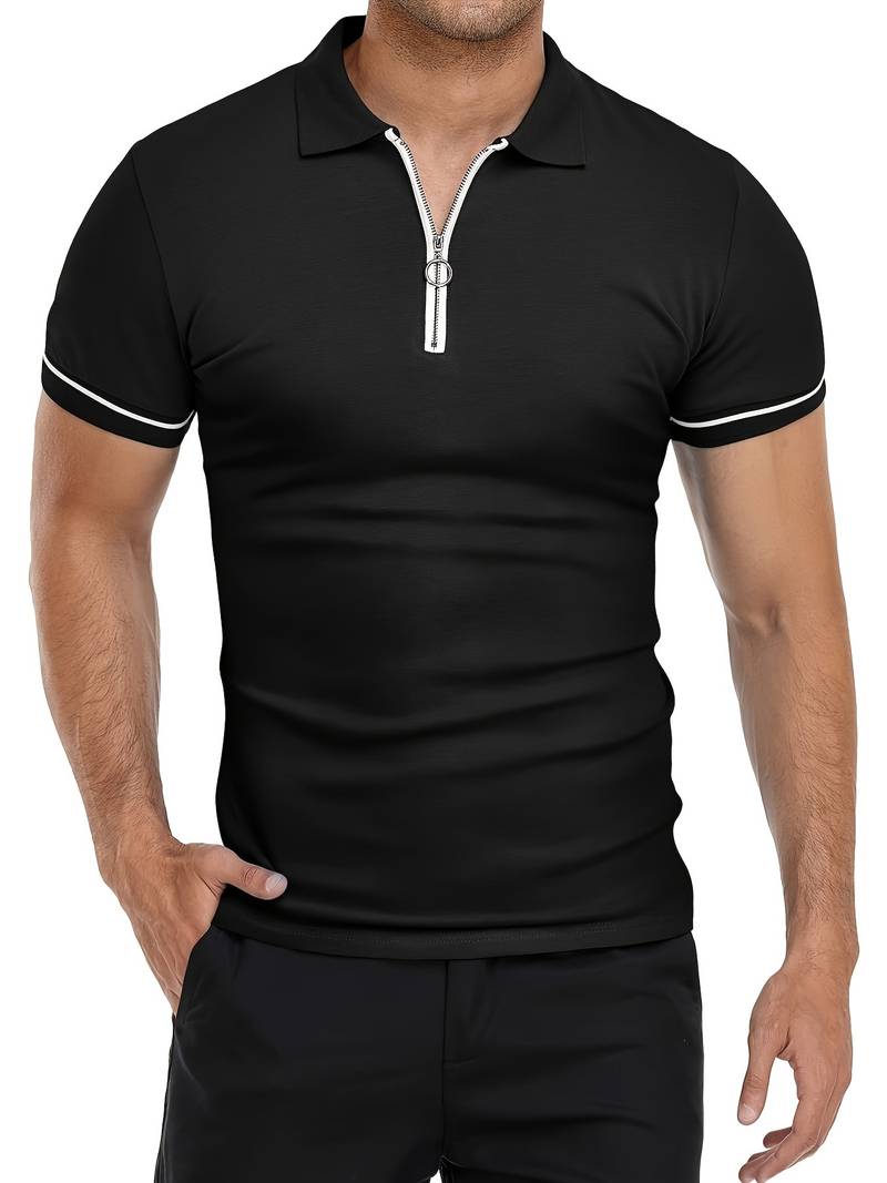 Comfortable Fit Polo Shirt with Breathable Zip Neck