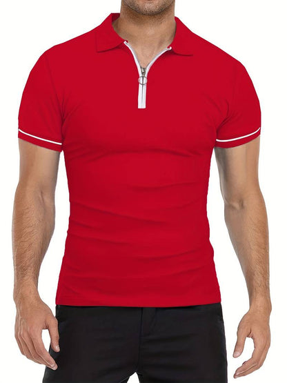 Comfortable Fit Polo Shirt with Breathable Zip Neck