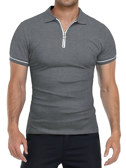 Comfortable Fit Polo Shirt with Breathable Zip Neck
