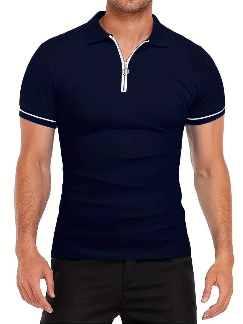 Comfortable Fit Polo Shirt with Breathable Zip Neck