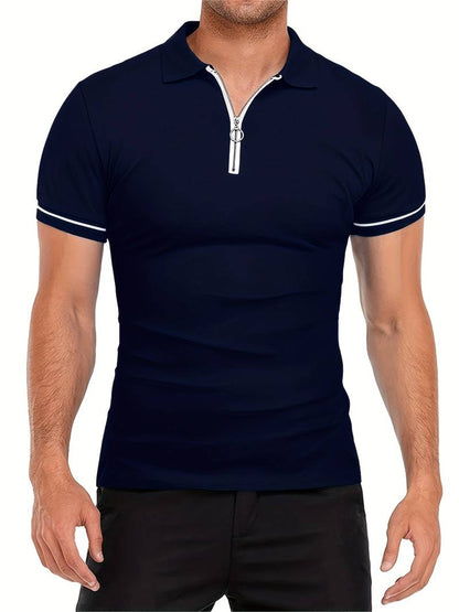 Comfortable Fit Polo Shirt with Breathable Zip Neck