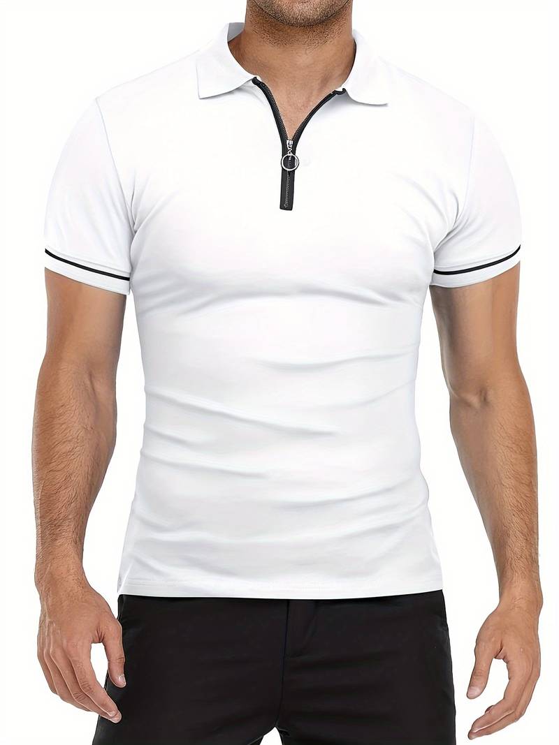 Comfortable Fit Polo Shirt with Breathable Zip Neck - OutfitLondon