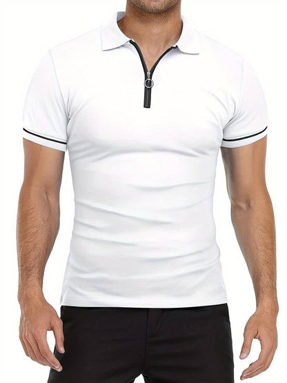 Comfortable Fit Polo Shirt with Breathable Zip Neck - OutfitLondon