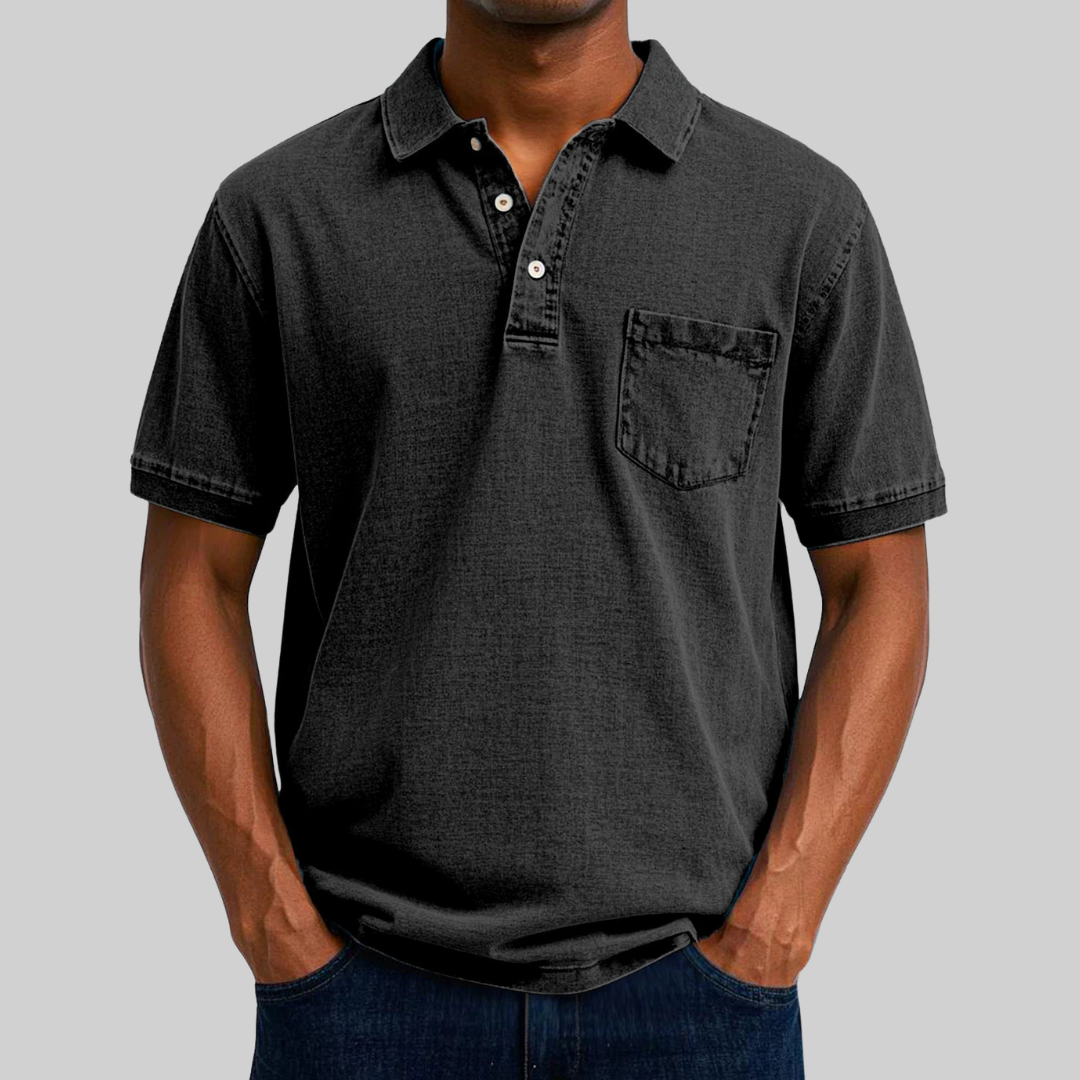 Classic Fit Polo Shirt with Collar and Mesh Fabric