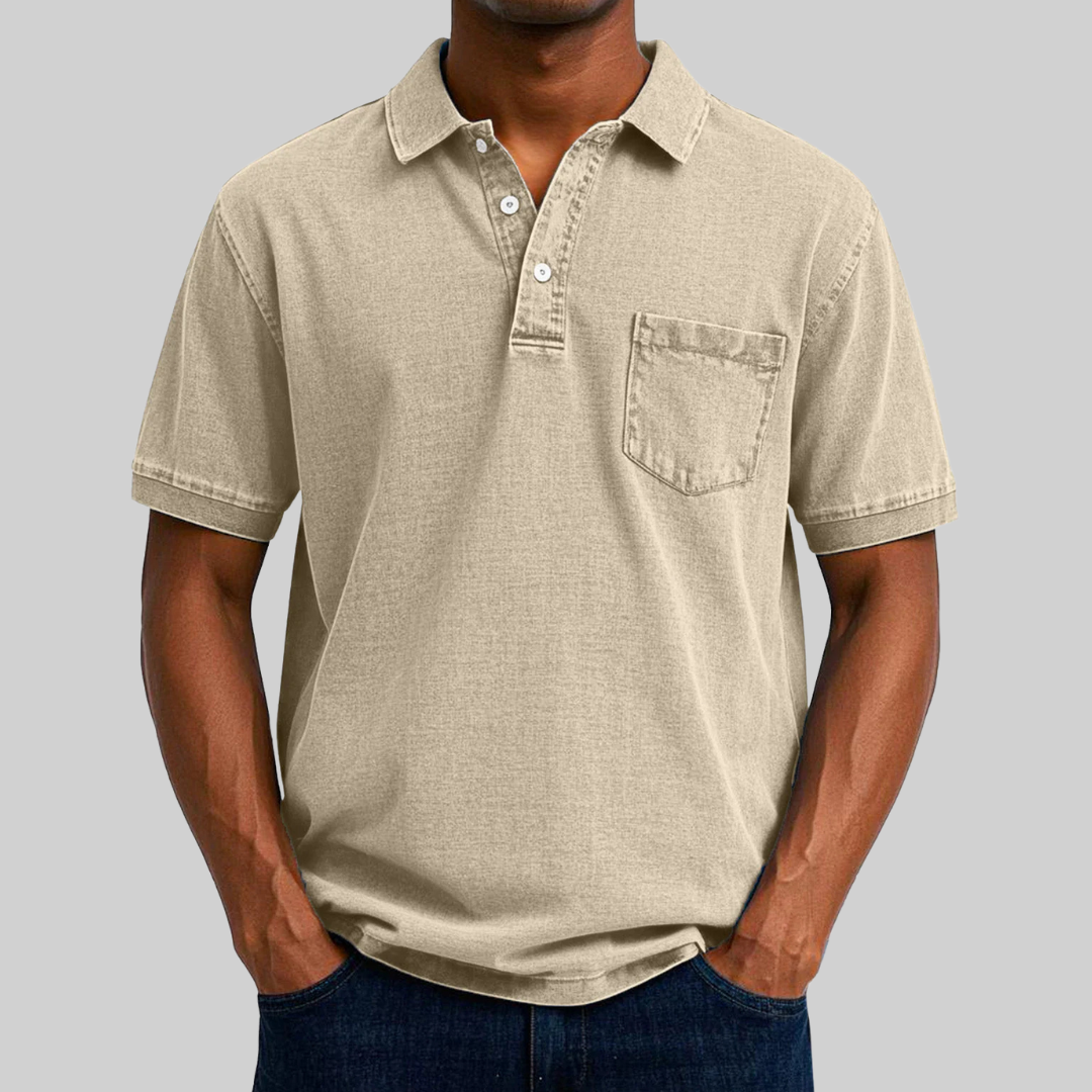 Classic Fit Polo Shirt with Collar and Mesh Fabric