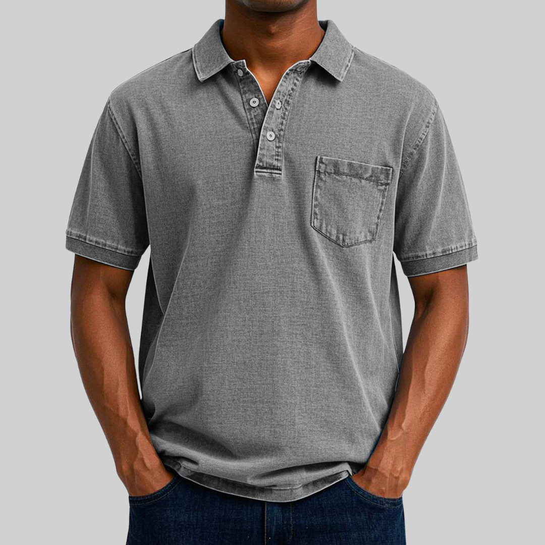 Classic Fit Polo Shirt with Collar and Mesh Fabric