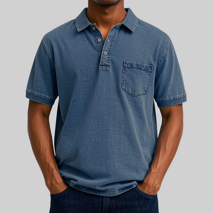 Classic Fit Polo Shirt with Collar and Mesh Fabric