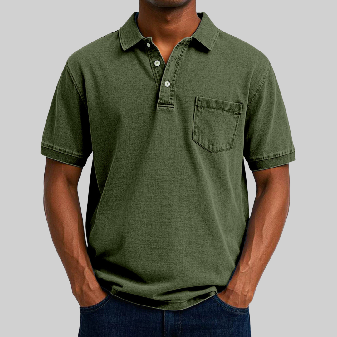 Classic Fit Polo Shirt with Collar and Mesh Fabric