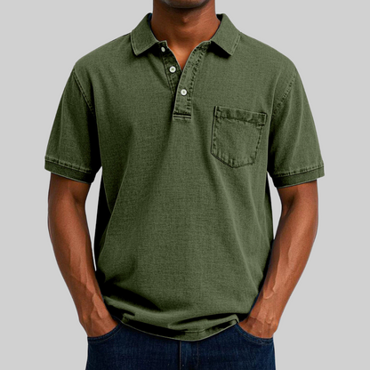 Classic Fit Polo Shirt with Collar and Mesh Fabric