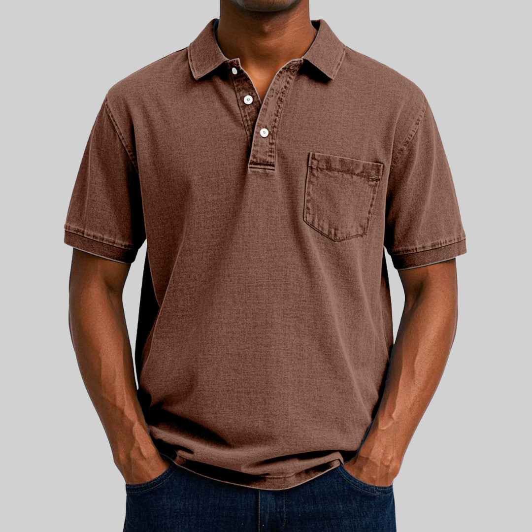 Classic Fit Polo Shirt with Collar and Mesh Fabric
