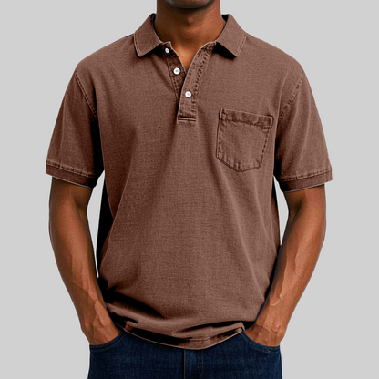 Classic Fit Polo Shirt with Collar and Mesh Fabric