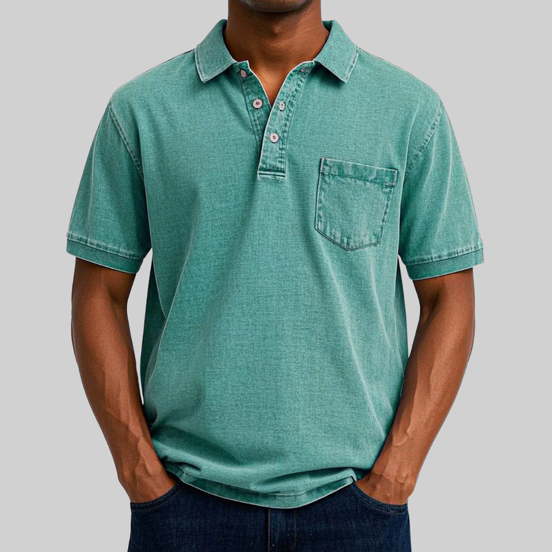 Classic Fit Polo Shirt with Collar and Mesh Fabric