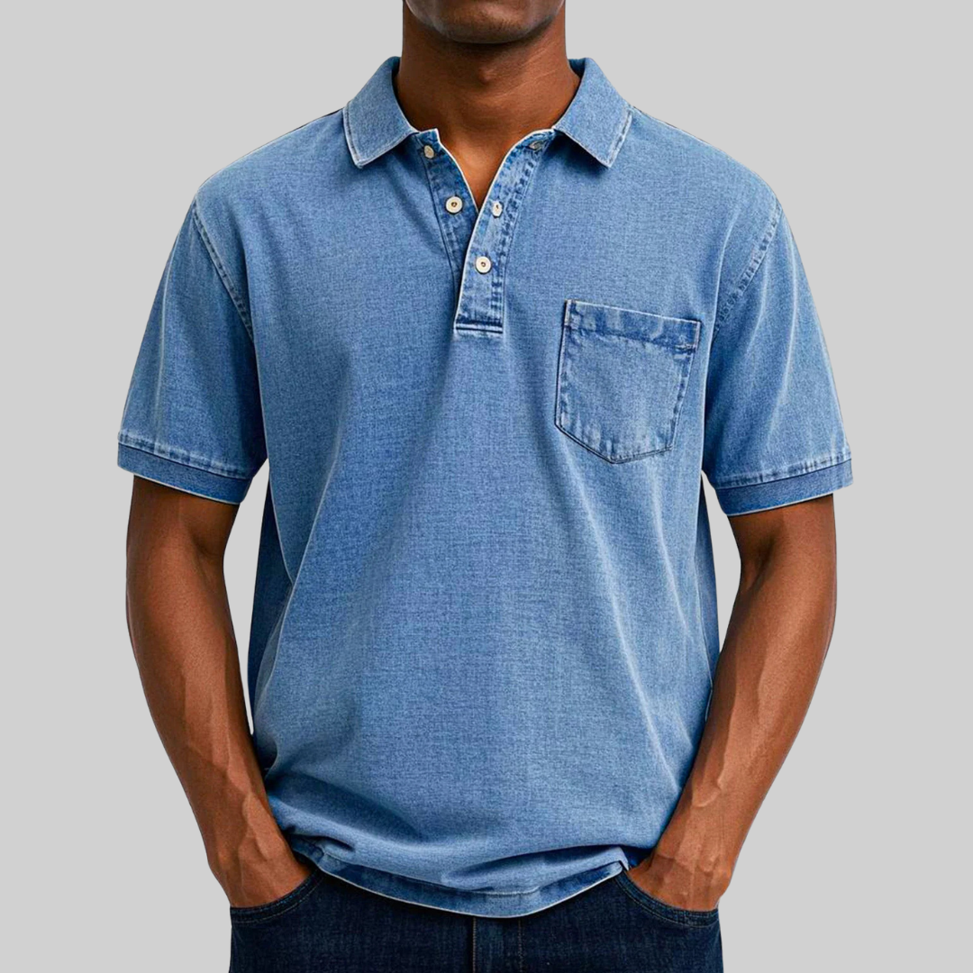 Classic Fit Polo Shirt with Collar and Mesh Fabric - OutfitLondon