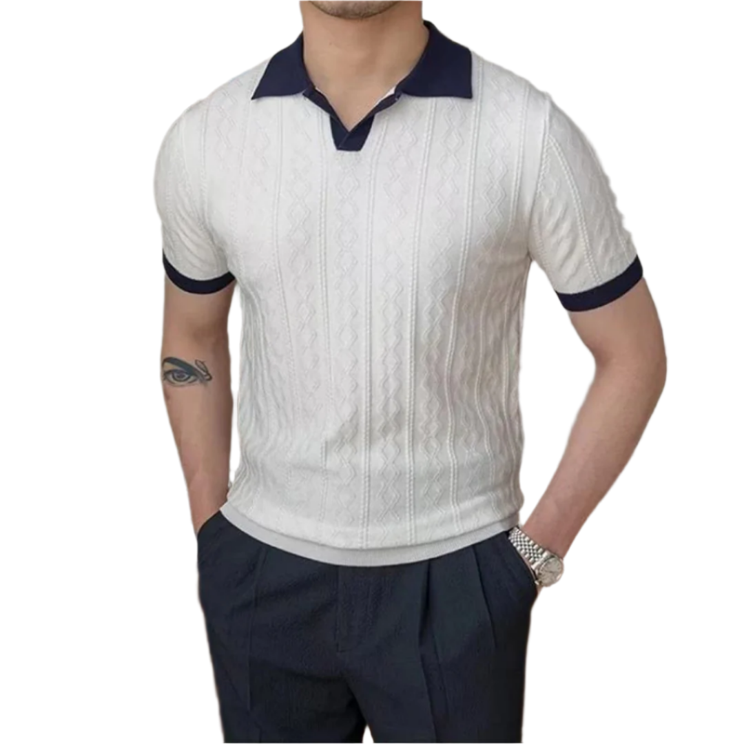 Comfortable V Neck Polo Shirt Soft Cotton Blend - OutfitLondon