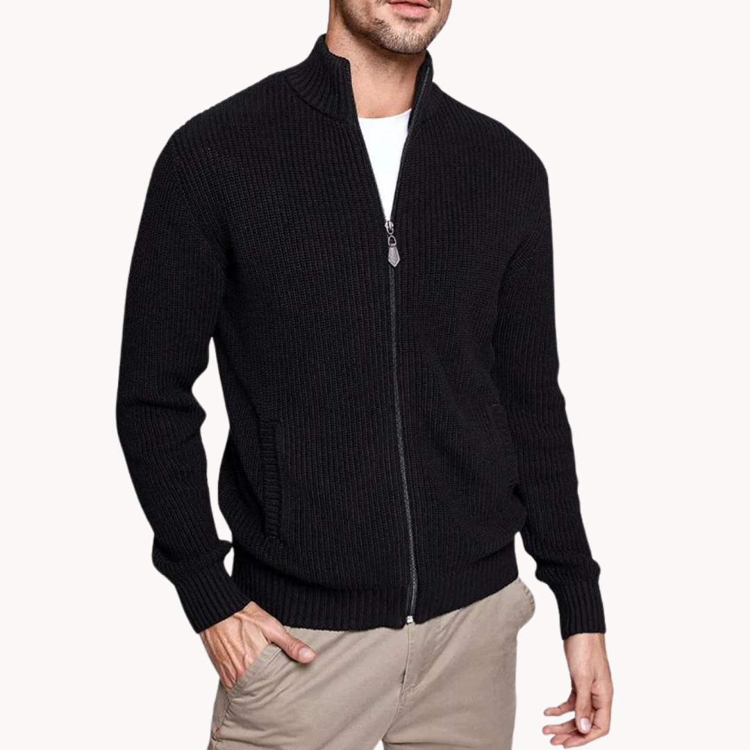 Soft Zip Up Ribbed Sweater