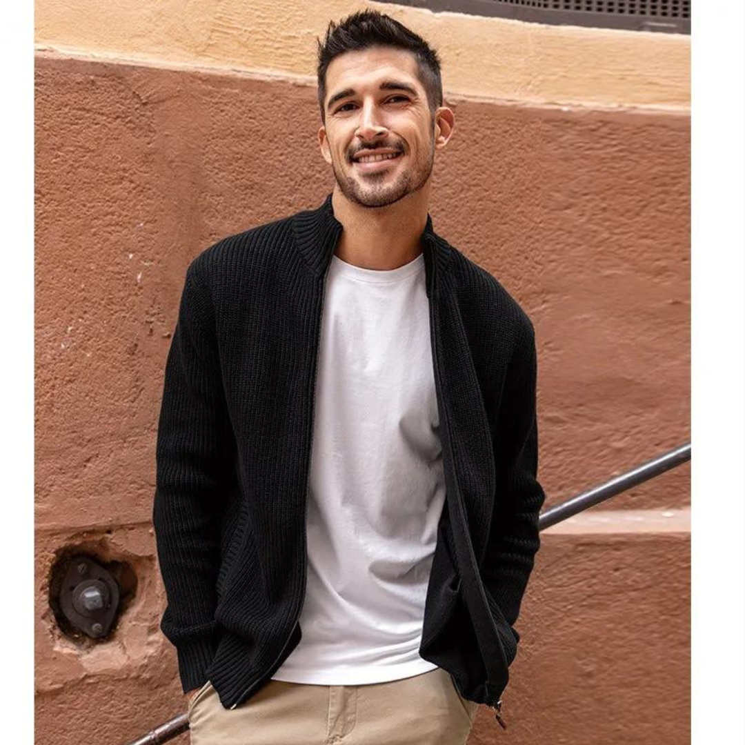 Soft Zip Up Ribbed Sweater