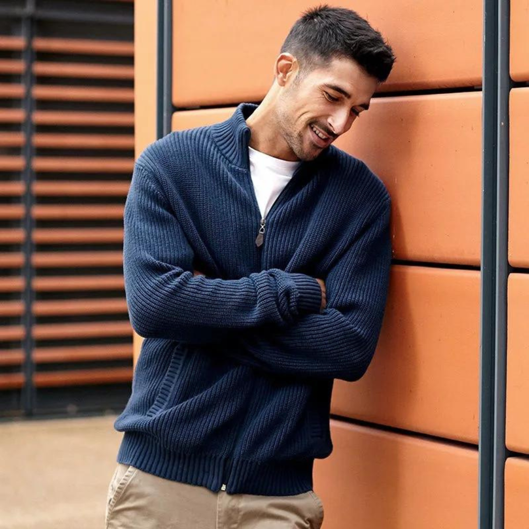 Soft Zip Up Ribbed Sweater