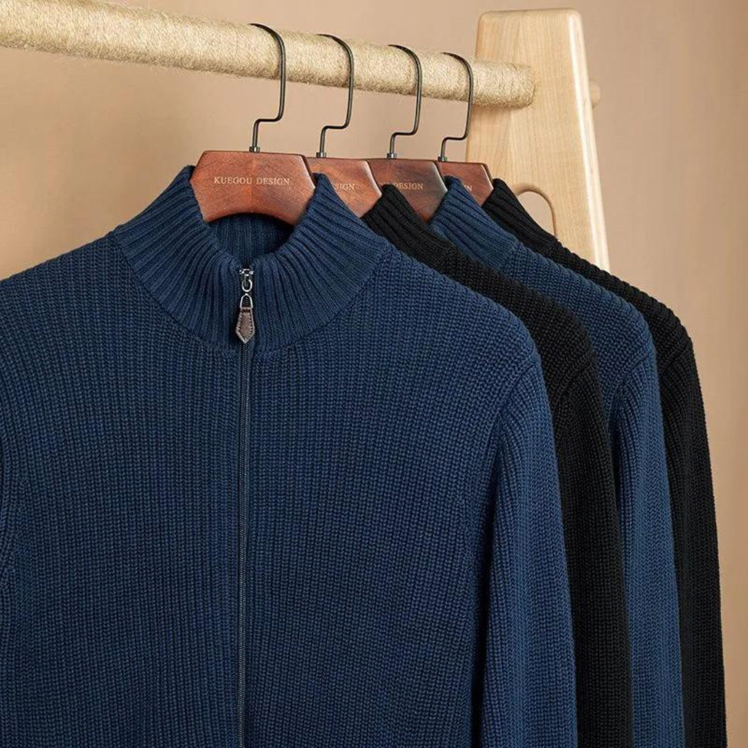 Soft Zip Up Ribbed Sweater