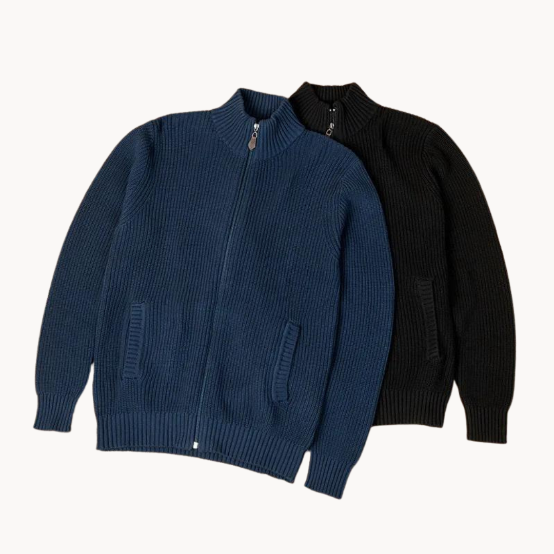 Soft Zip Up Ribbed Sweater