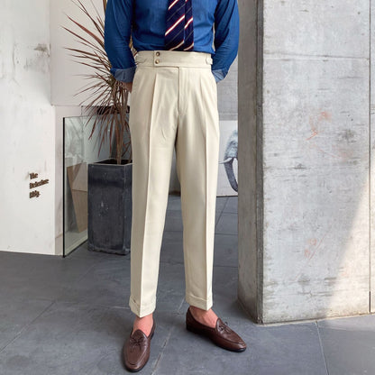 Slim Fit Straight Leg Polyester Trousers