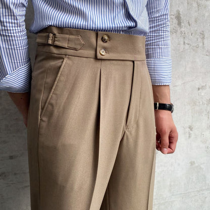 Slim Fit Straight Leg Polyester Trousers