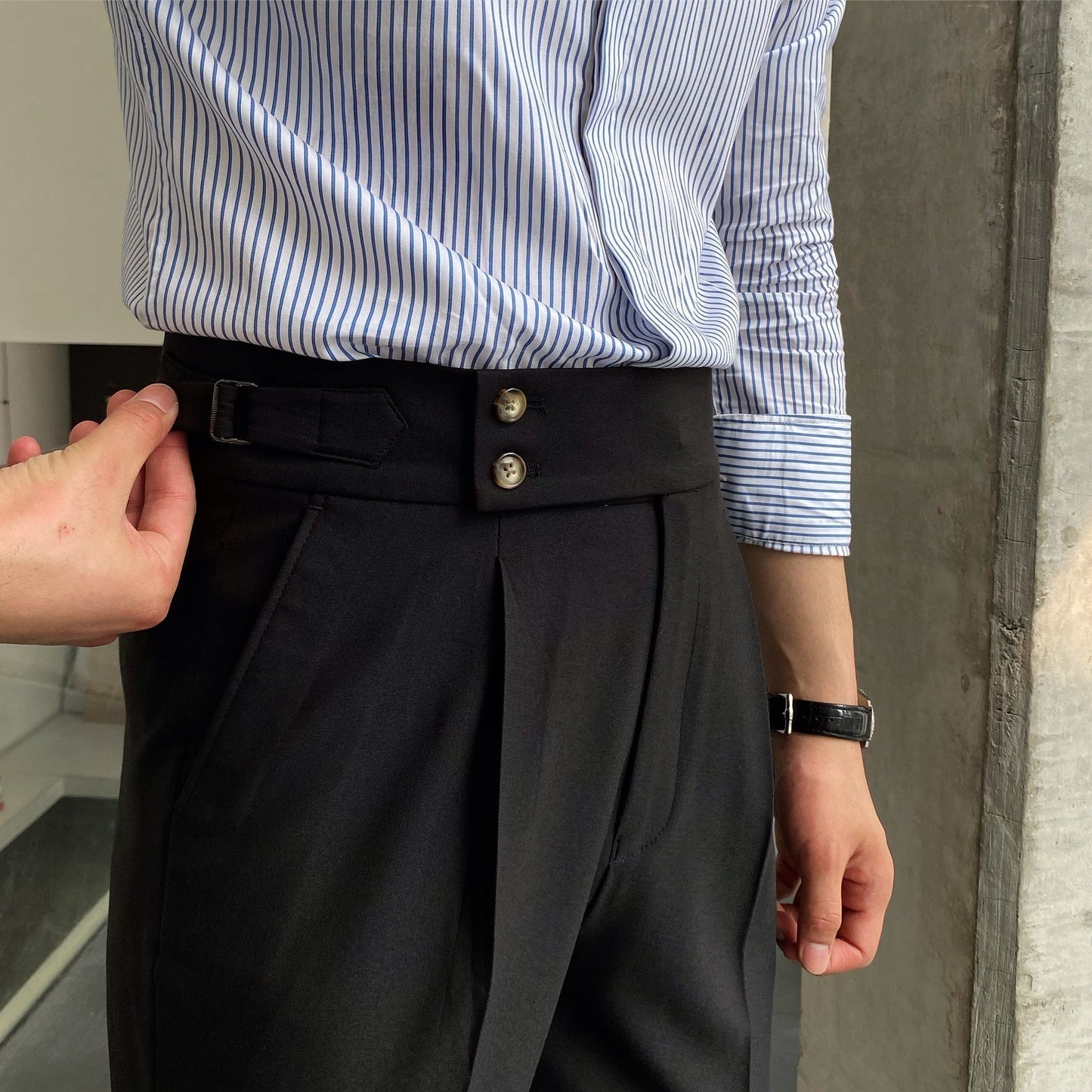 Slim Fit Straight Leg Polyester Trousers - OutfitLondon