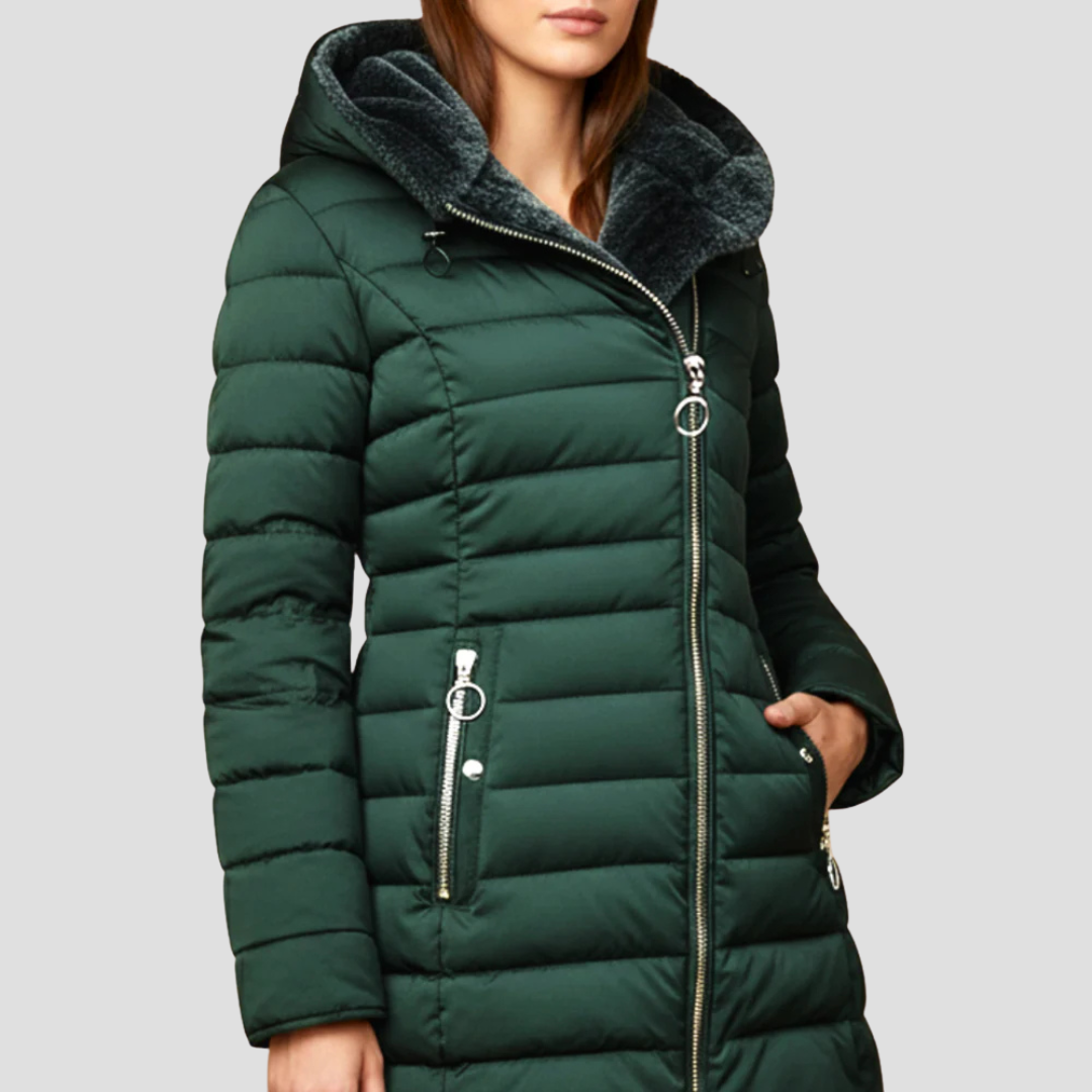 Ladies Synthetic Fur Insulated Puffy Parka Coat - OutfitLondon