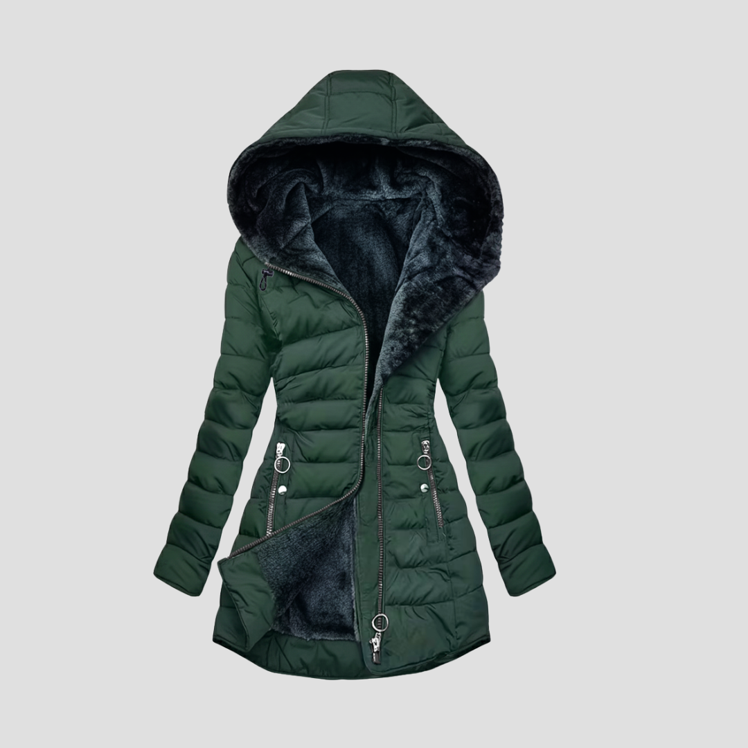 Ladies Synthetic Fur Insulated Puffy Parka Coat