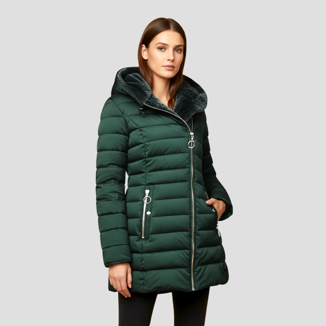 Ladies Synthetic Fur Insulated Puffy Parka Coat